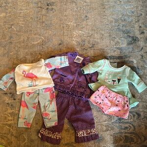 18” doll clothing - 3 pajama outfits 2 OG and one American Girl in good cond